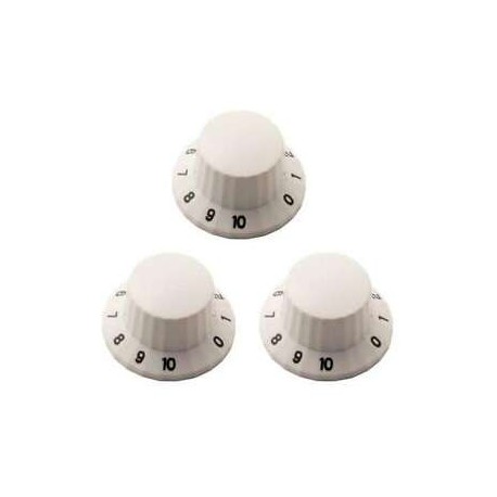 Knob, Plastic, 1/4" Shaft White Right PRS Bell