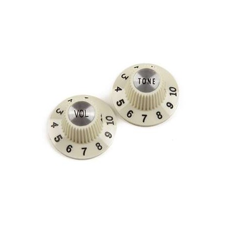 Pure Vintage 1965 Jazzmaster "Witch Hat" Knobs (2) Vintage White 0992086000